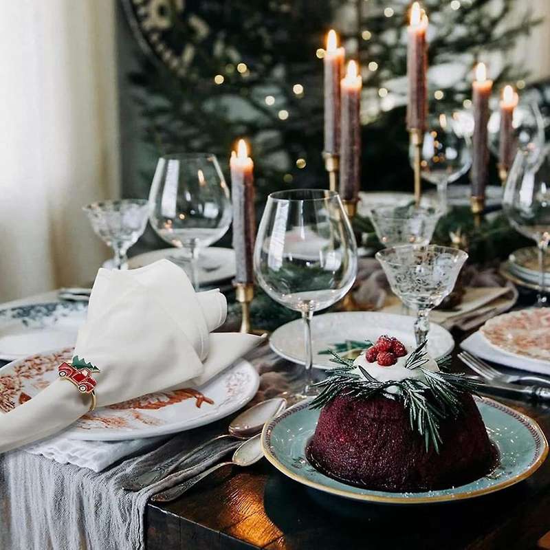 6 Pcs Christmas Car and Tree Napkin Ring,napkin Ring Holder
