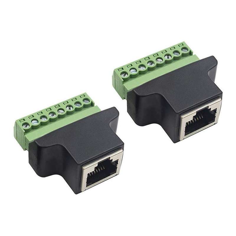 2 Pack Rj45 Female Jack to 8 Pin Screw Terminal Connector for Cat7