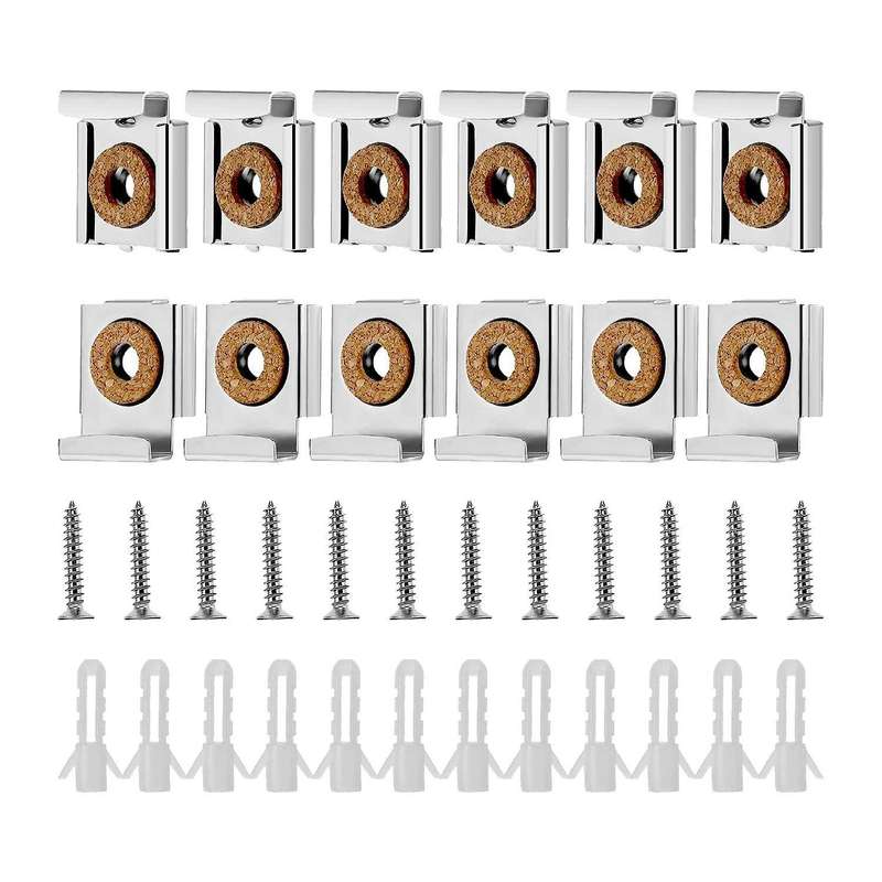 12 Pieces Spring Loaded Mirror Mounting Clips with Screws Tools