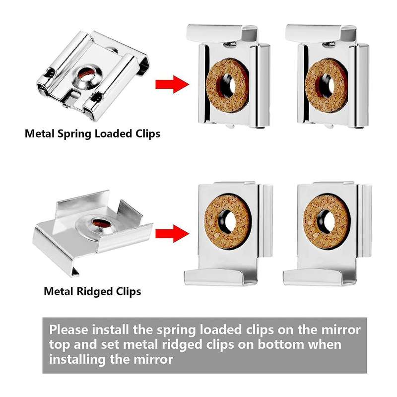 12 Pieces Spring Loaded Mirror Mounting Clips with Screws Tools