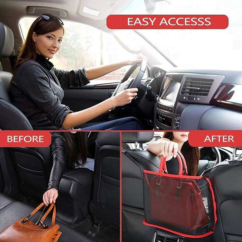 Car Mesh Organizer, Seat Storage Bag for Tissue Purse Holder & Pocket