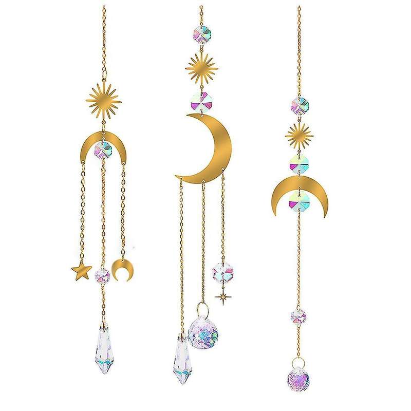 3pcs Crystal Suncatcher Set,hanging Crystals Windowsill Crystal Prism