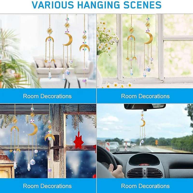 3pcs Crystal Suncatcher Set,hanging Crystals Windowsill Crystal Prism