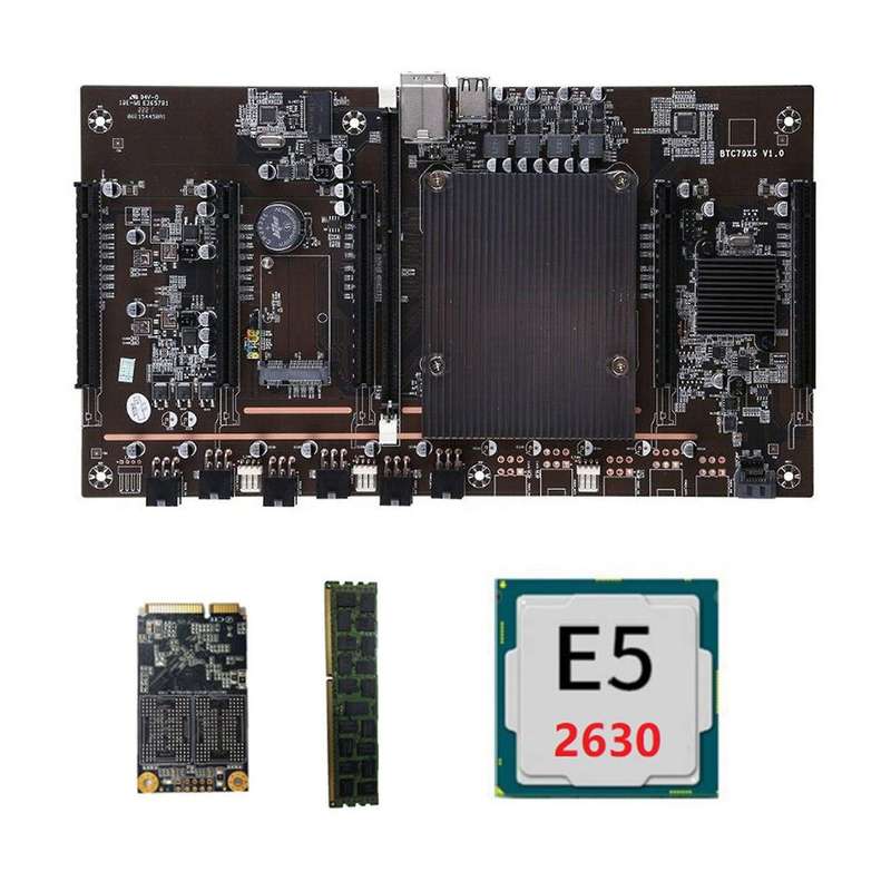X79 H61 Btc Miner Motherboard with E5 2630 Cpu Recc 8g Ddr3 Memory