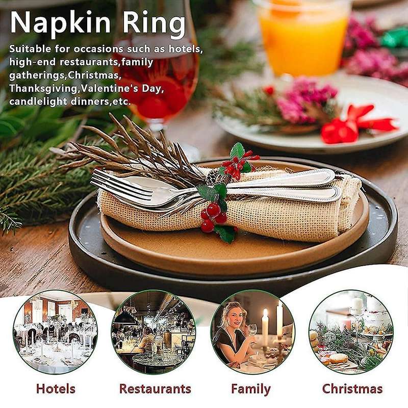 Napkin Rings,red Berry Table Decorations for Christmas Birthday Party