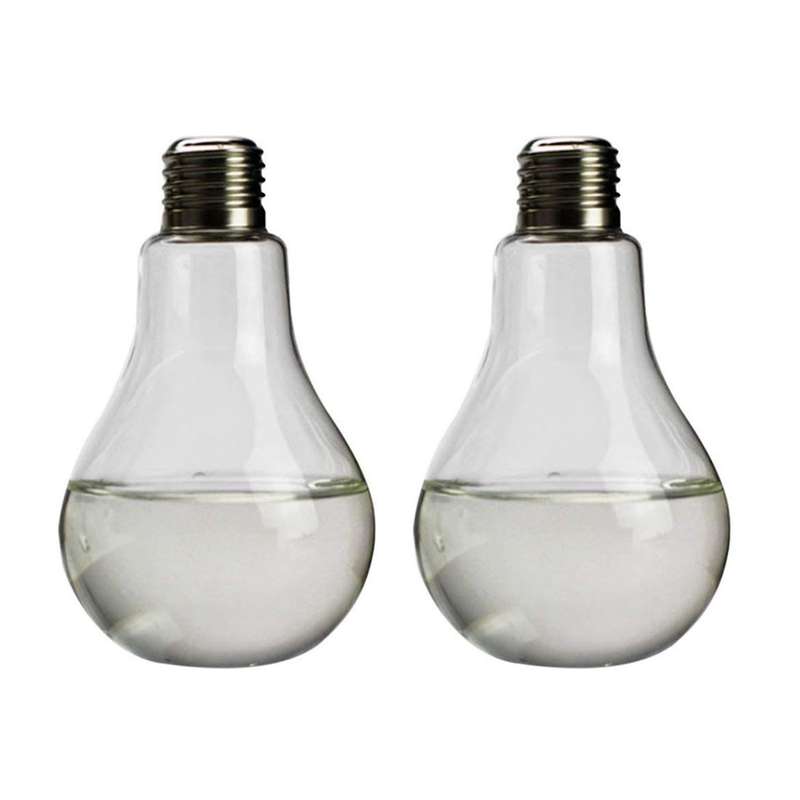 2x Transparent Glass Bulb Shape Table Vase for Plants Home Decoration