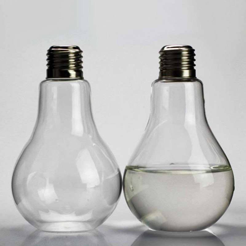 2x Transparent Glass Bulb Shape Table Vase for Plants Home Decoration