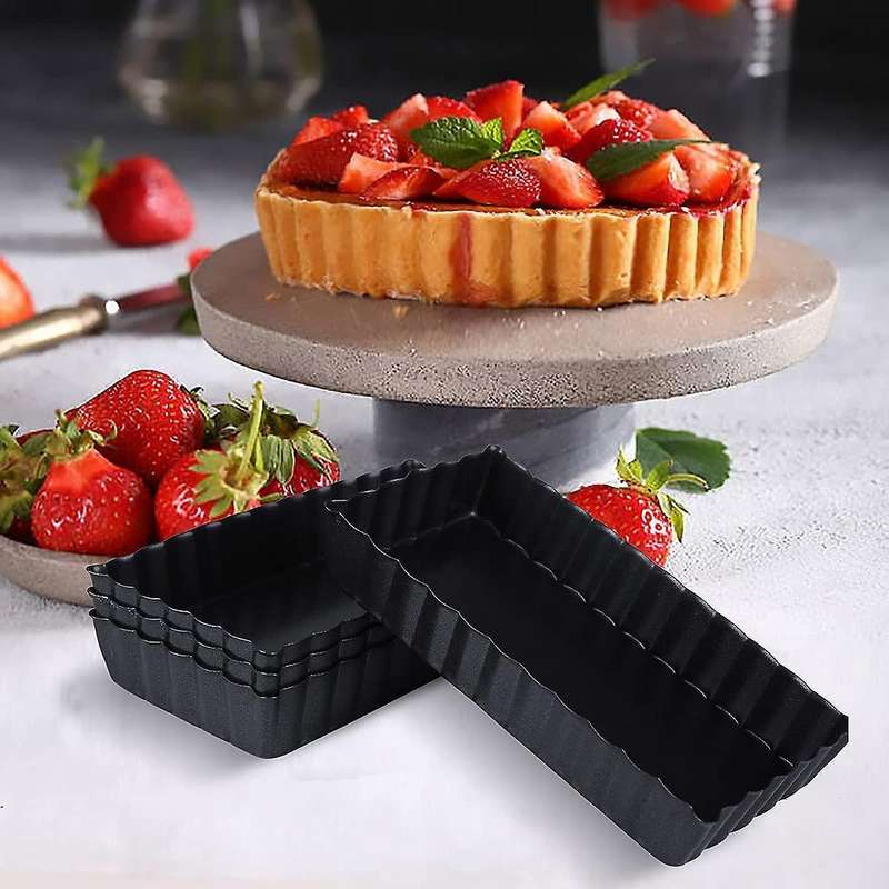 Tart Pans for Baking, 4 Pcs 4.4 Inch Carbon Steel Rectangle Tart Pan