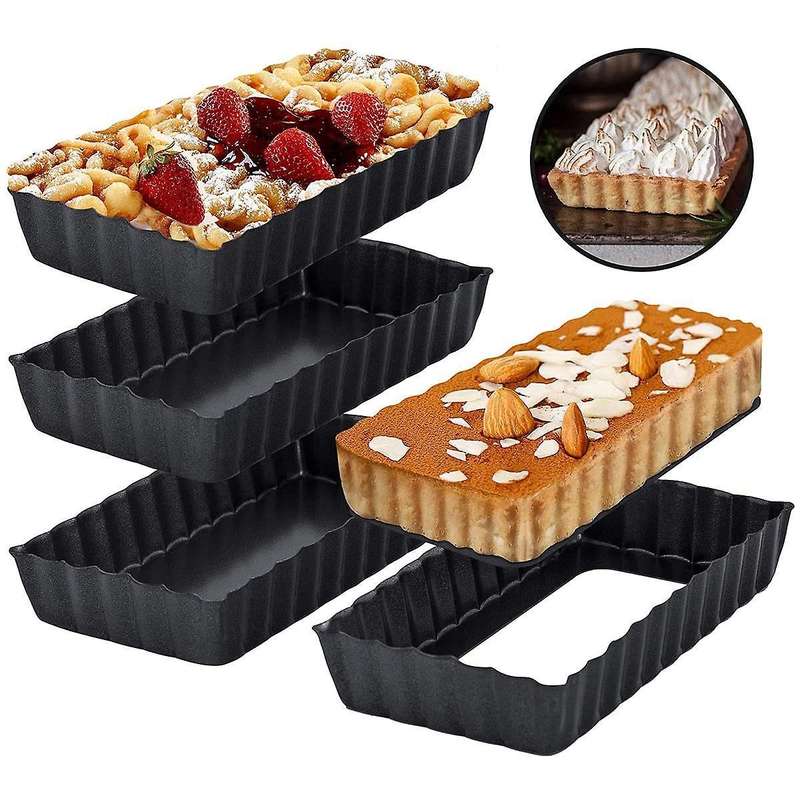 Tart Pans for Baking, 4 Pcs 4.4 Inch Carbon Steel Rectangle Tart Pan