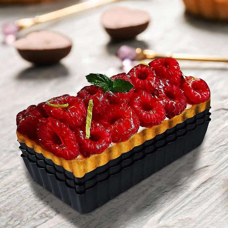 Tart Pans for Baking, 4 Pcs 4.4 Inch Carbon Steel Rectangle Tart Pan