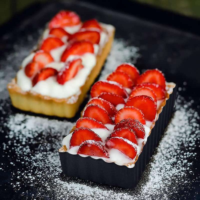 Tart Pans for Baking, 4 Pcs 4.4 Inch Carbon Steel Rectangle Tart Pan