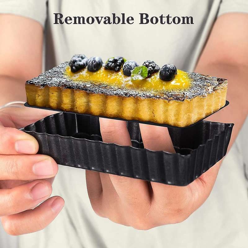 Tart Pans for Baking, 4 Pcs 4.4 Inch Carbon Steel Rectangle Tart Pan