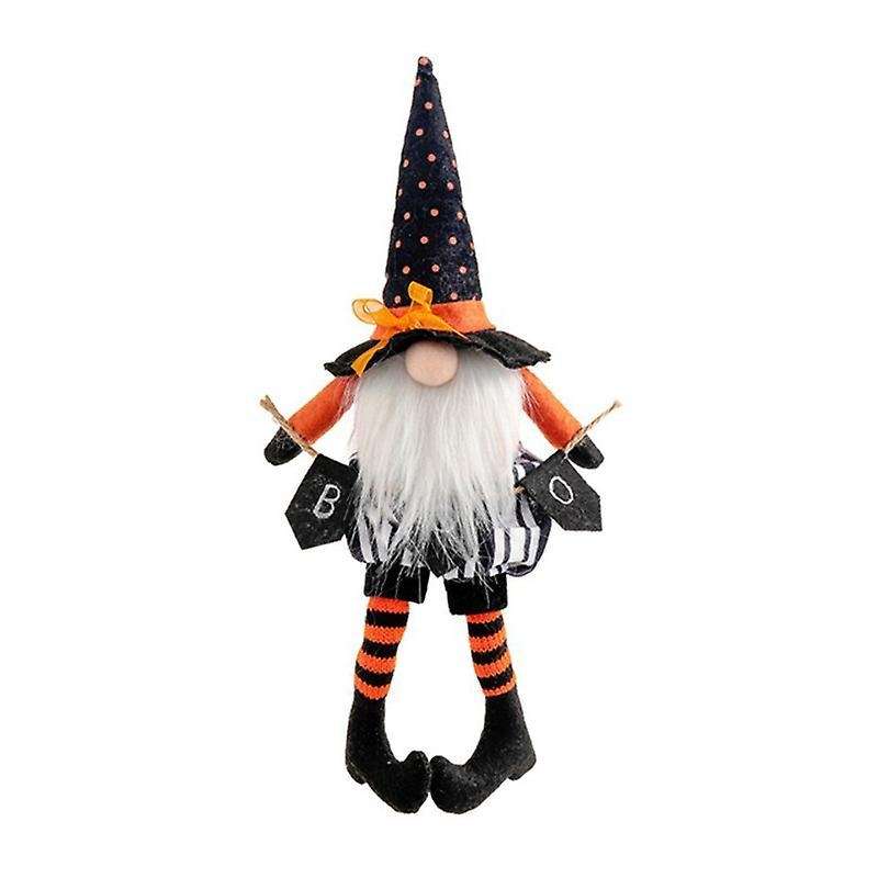 Halloween Long Legs with Broom Dwarf Doll Faceless Doll -black