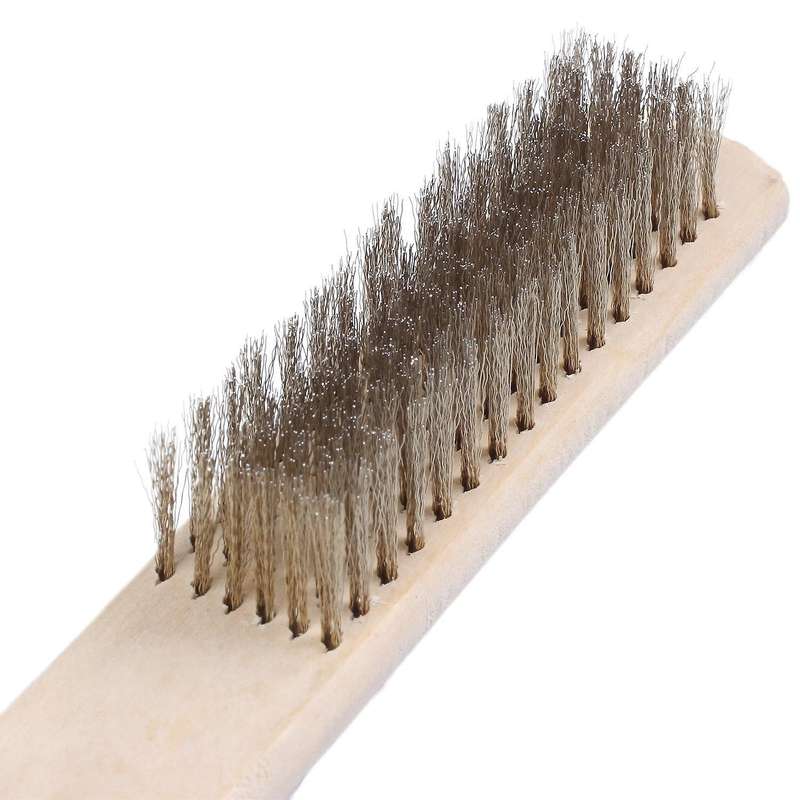 8" Length 6 Rows Brass Bristle Wood Handle Wire Scratch Brush