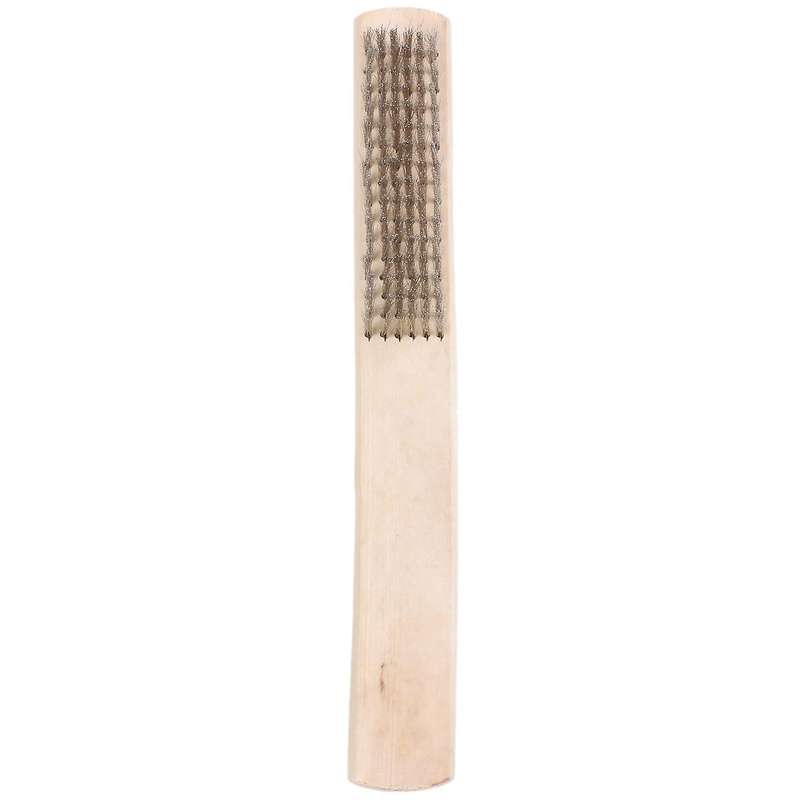8" Length 6 Rows Brass Bristle Wood Handle Wire Scratch Brush