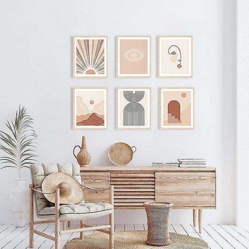 For Wall Decor - Set Of 6 Boho Prints Mid Century Wall Art (no Frame)