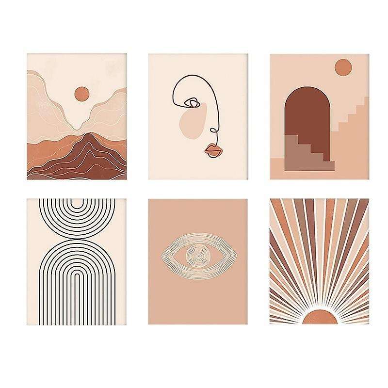 For Wall Decor - Set Of 6 Boho Prints Mid Century Wall Art (no Frame)