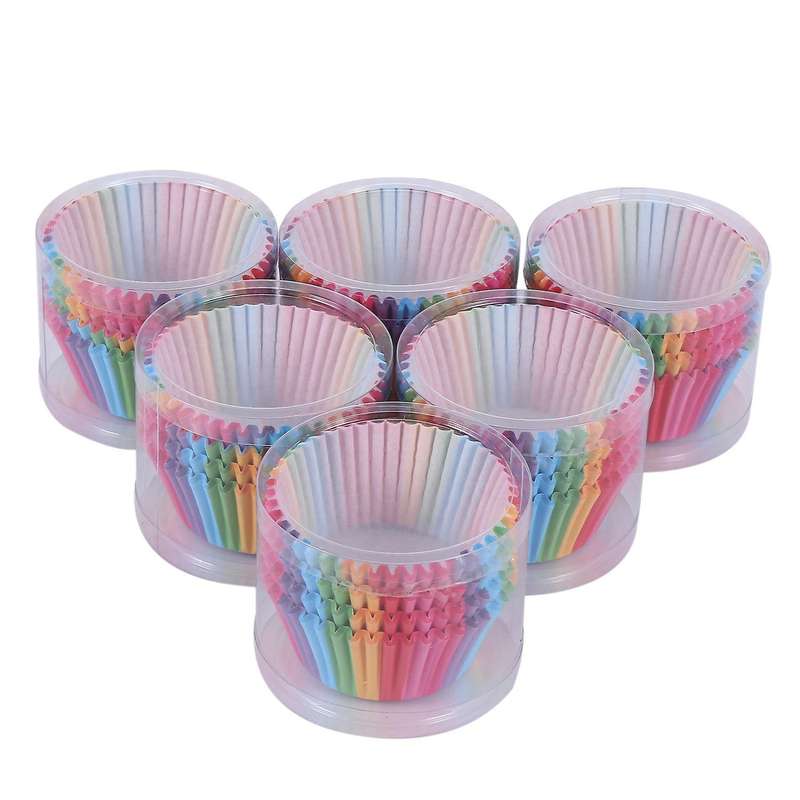 600pcs Cake Paper Cases Rainbow for Dessert Wedding Party Birthday