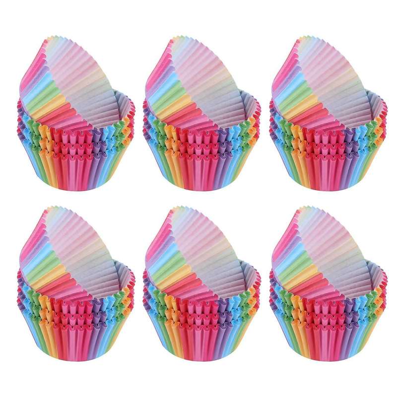 600pcs Cake Paper Cases Rainbow for Dessert Wedding Party Birthday