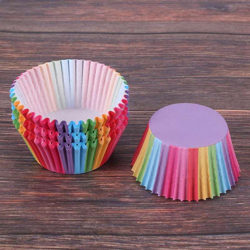 600pcs Cake Paper Cases Rainbow for Dessert Wedding Party Birthday