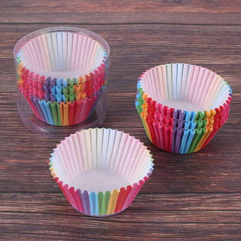 600pcs Cake Paper Cases Rainbow for Dessert Wedding Party Birthday