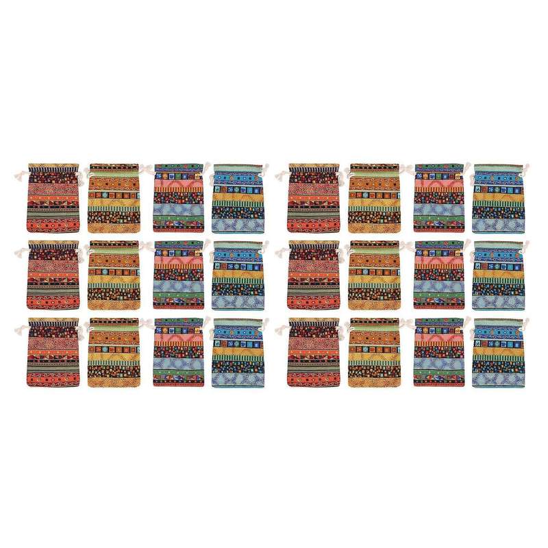 24pc Egyptian Jewelry Coin Pouch Print Drawstring Gift Bag Purse