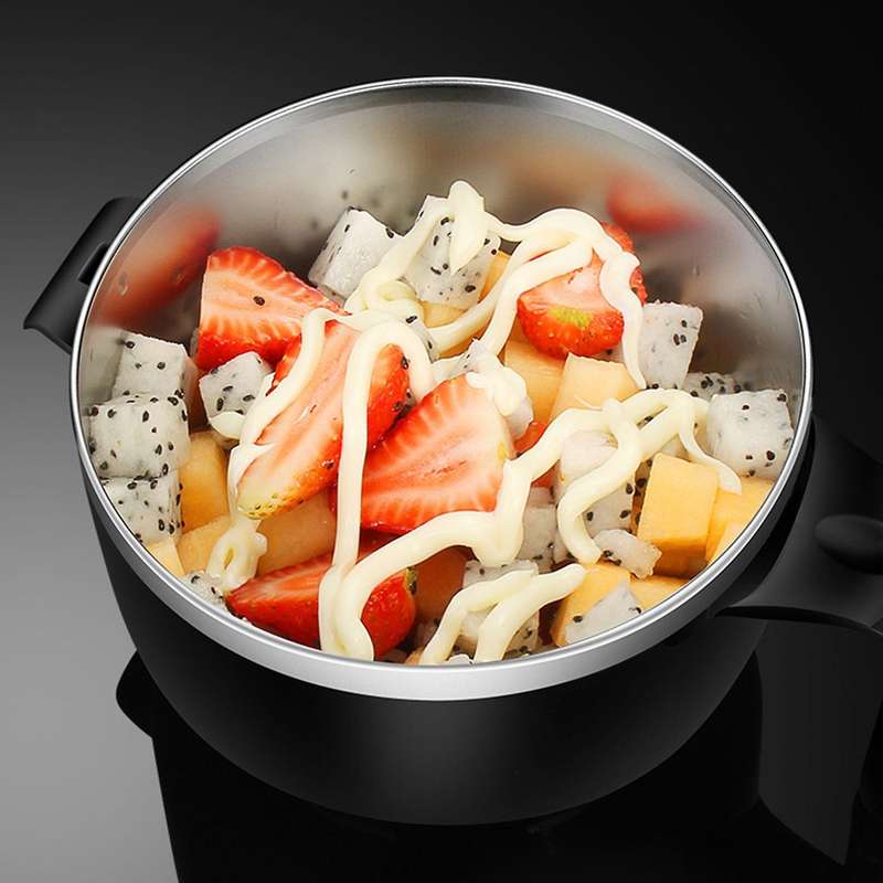 Round Instant Noodle Bowl with Lid and Handles Stainless Steel Green