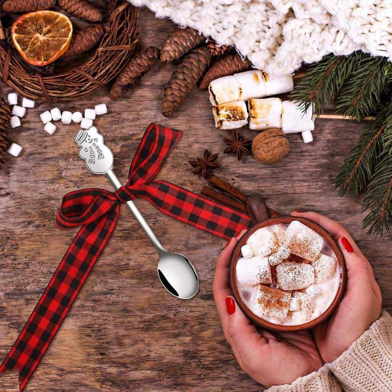 12 Pieces Christmas Spoon Stainless Steel for Coffee Tea Soup Sugar