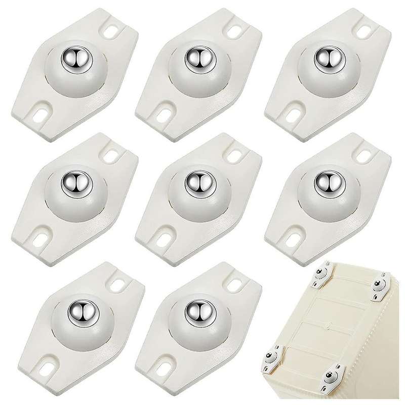 8 Pieces Self Adhesive Caster Wheels with Ball Bearings (white)