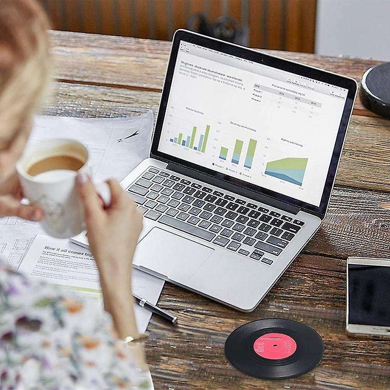 6 Pieces Vinyl Disk Coasters, Protection Desktop to Prevent Damage