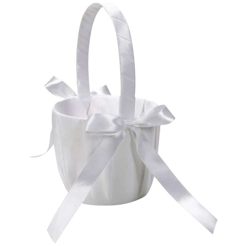 Bowknot Flower Basket Romantic Petals Storage Bowknot Satin Basket