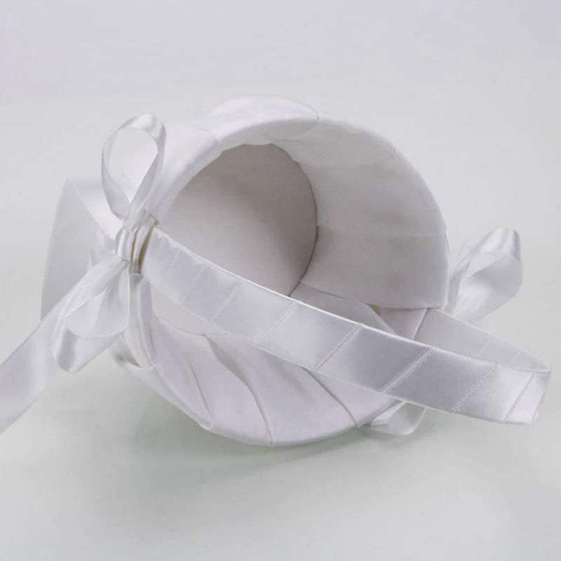 Bowknot Flower Basket Romantic Petals Storage Bowknot Satin Basket