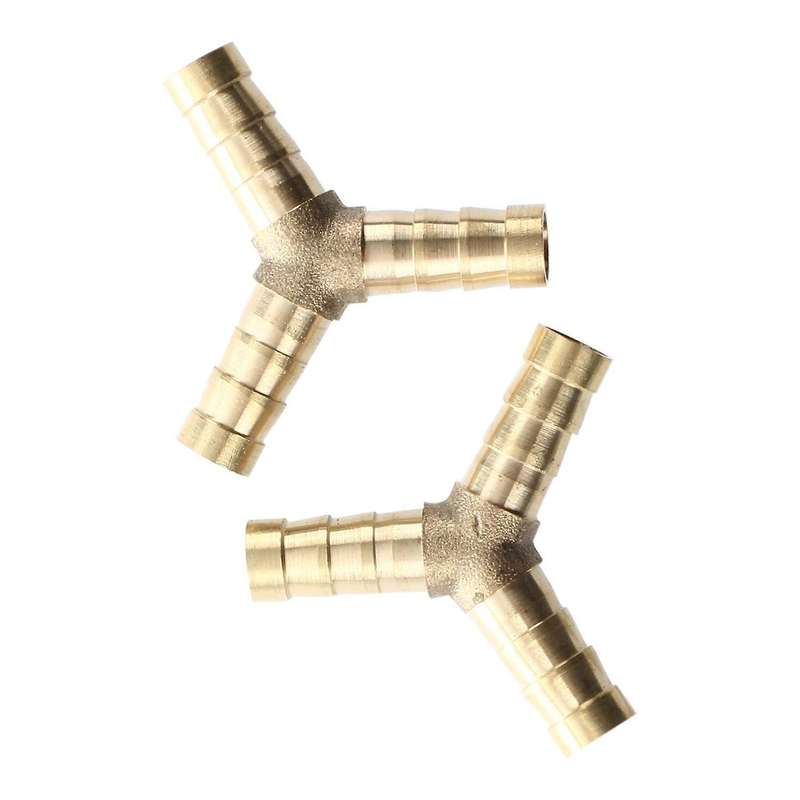2 X Brass Y Style 3 Ways Hose Barb Connectors Adapters for 8mm Tubing