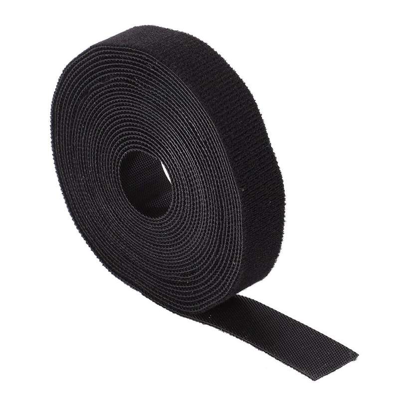 2x Fastening Tape 2cm Hook & Loop Fastening Tape Cable Ties 5m Black