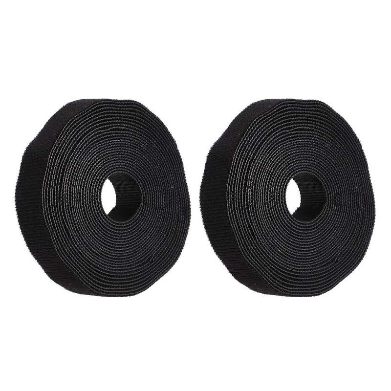 2x Fastening Tape 2cm Hook & Loop Fastening Tape Cable Ties 5m Black