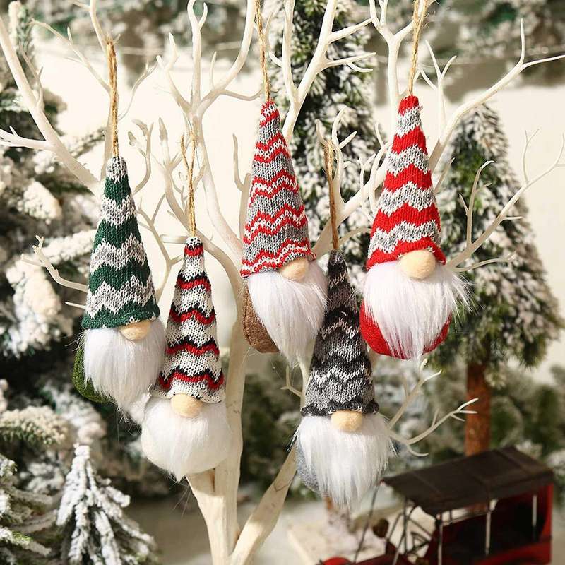 Mini Faceless Old Man Doll Christmas Tree Pendant for Home Party B