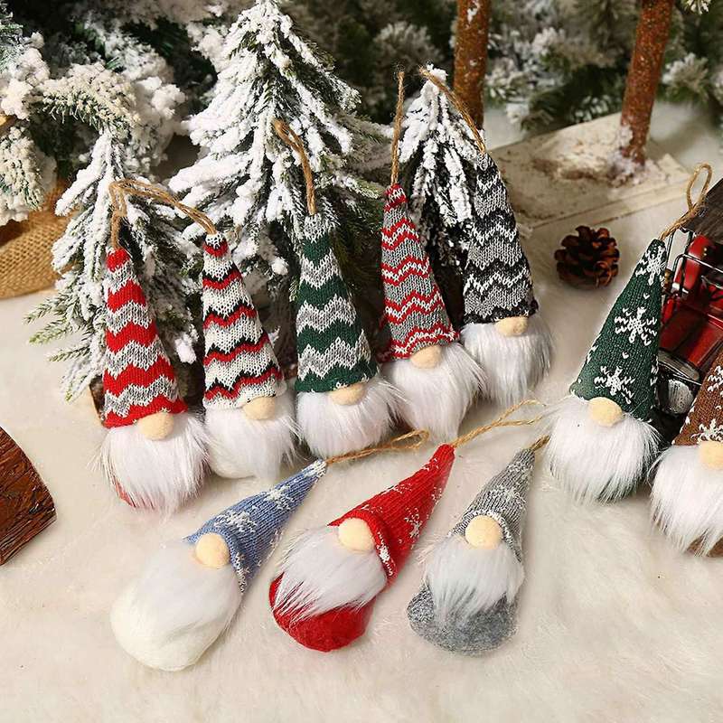 Mini Faceless Old Man Doll Christmas Tree Pendant for Home Party B