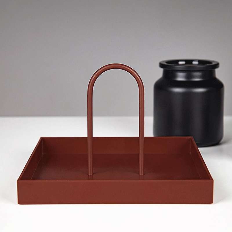 Desktop Storage Tray Plastic Square Jewelry Trays with Handle,a