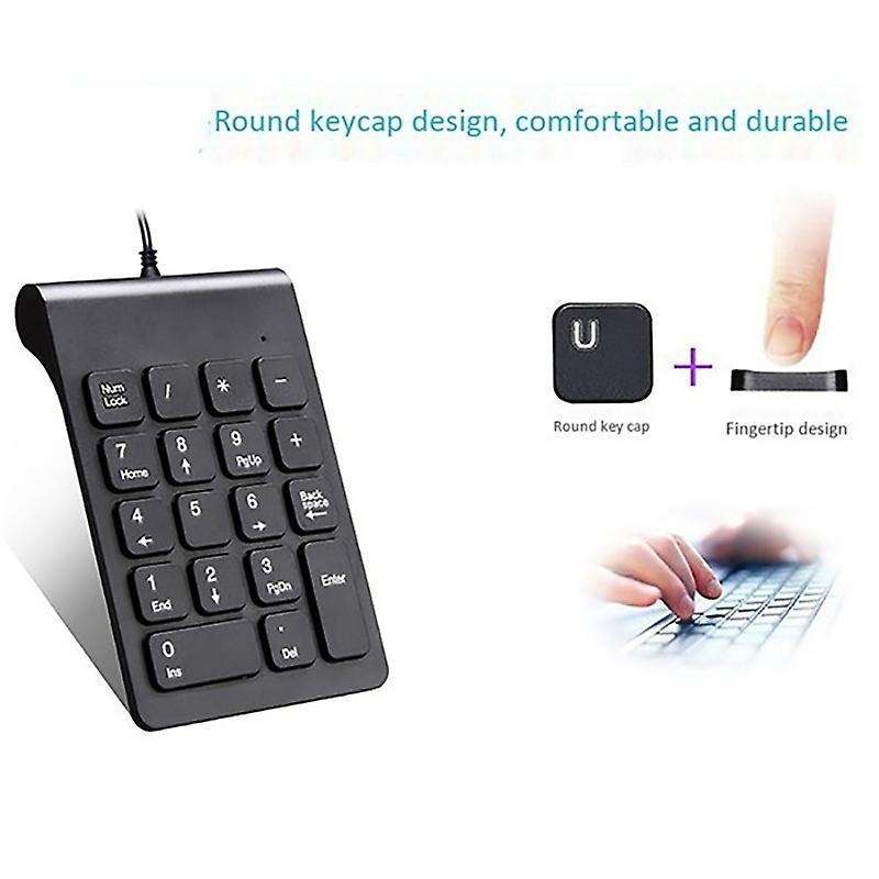 Mini Usb Wired Numeric Keypad Numpad 18 Keys Digital Keyboard (black)