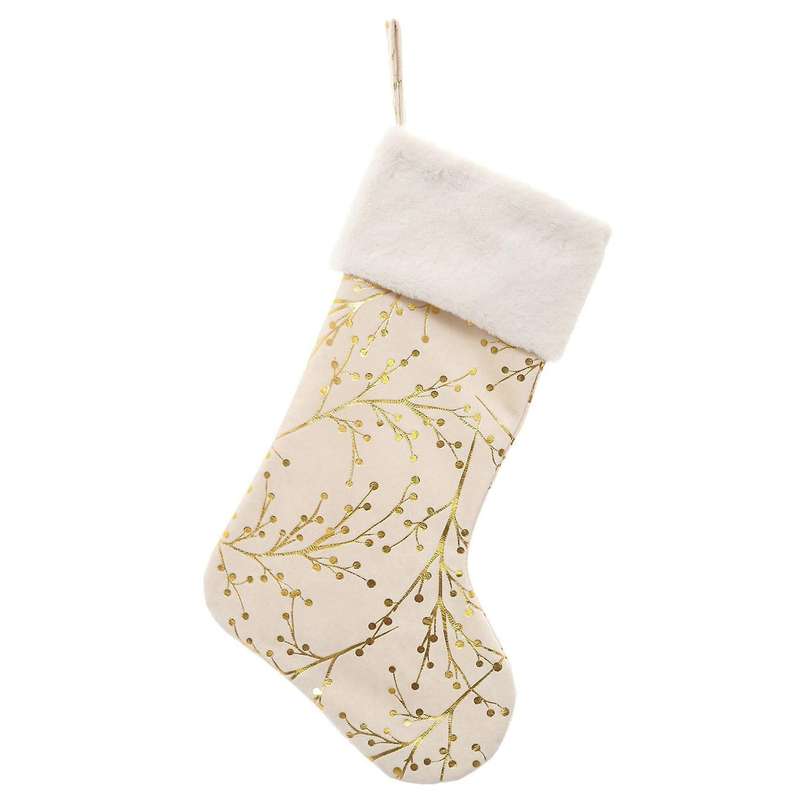Flower Branch Pattern, Plush Christmas Socks, Decorations,
