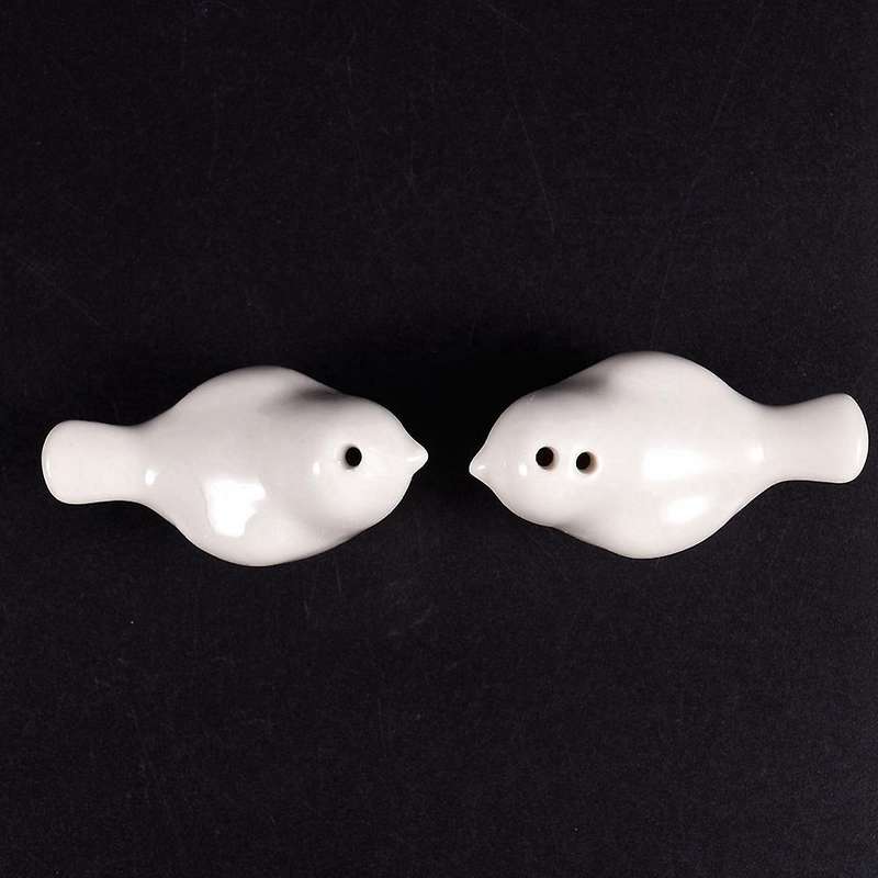 2 Set Of Love Birds Ceramic Salt and Pepper Shakers Favors - White