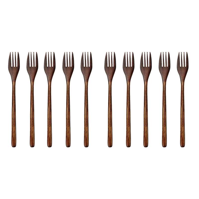 Wooden Forks, 10 Pieces Wood Salad Dinner Fork Tableware