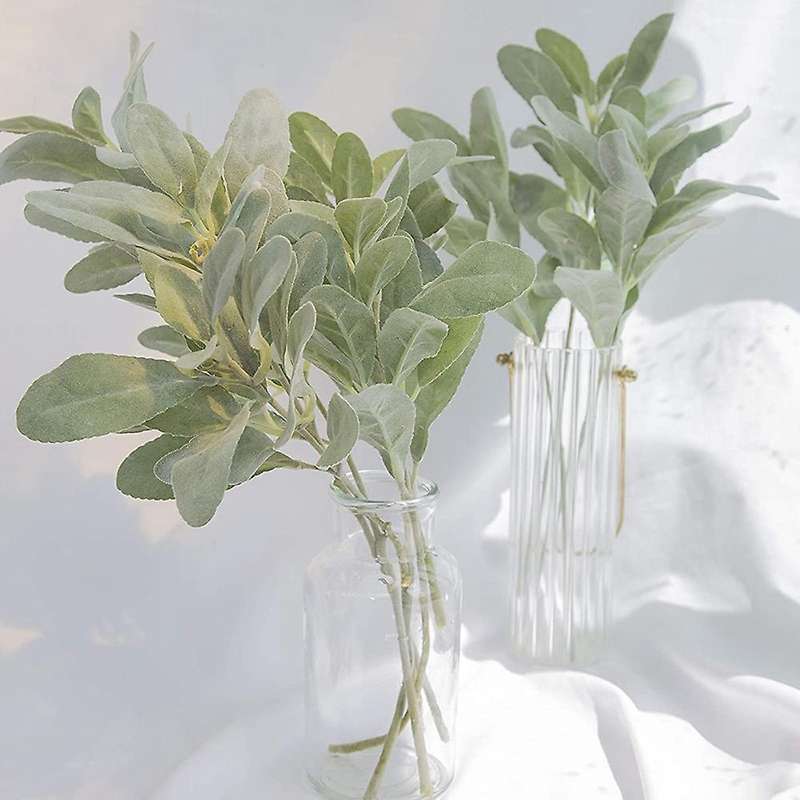Faux Lambs Ear Stems 5pcs Artificial Greenery for Home Diy Craft