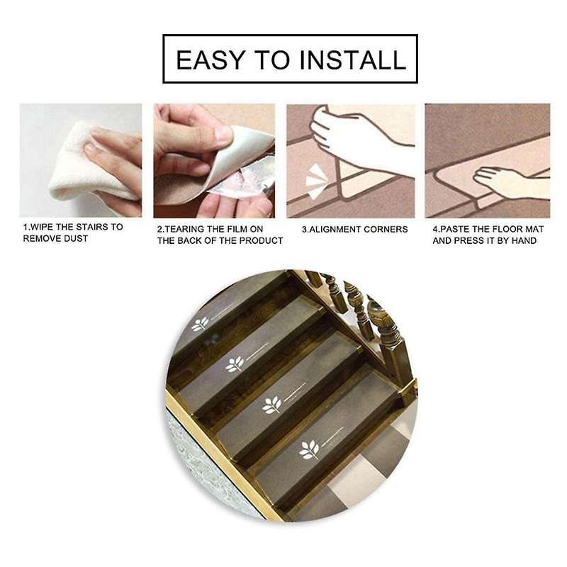 Brown Luminous Home Non-slip Embroidery Self-adhesive Carpet