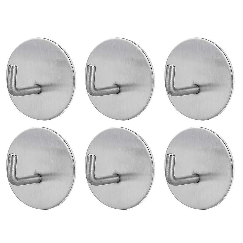6pc Self-adhesive Towel Hooks Stainless Steel Hooks for Home, Kitchen