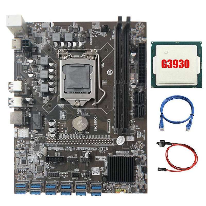 Mining Motherboard with G3930 Cpu+switch Cable+rj45 Cable 3 Meters