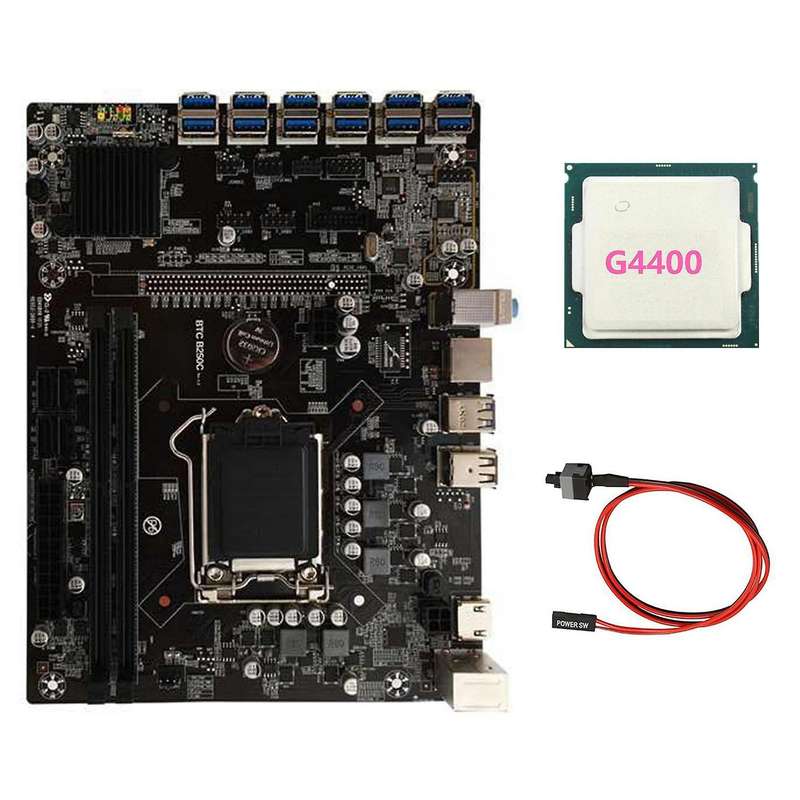 B250c Btc Mining Motherboard with G4400 Cpu+switch Cable Lga1151
