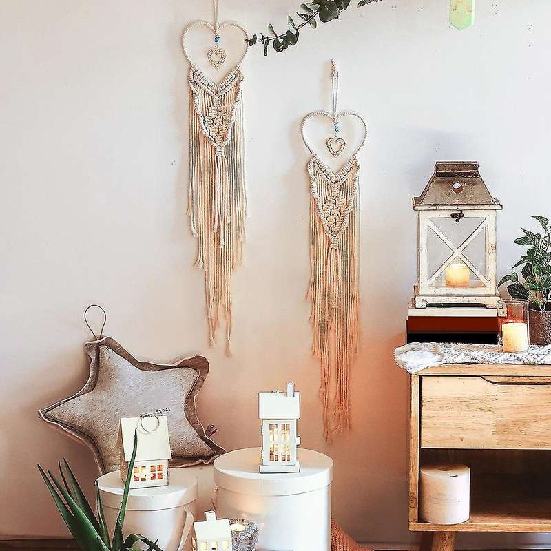 Macrame Dream Catchers Heart Design Boho for Party Home Decor Gift