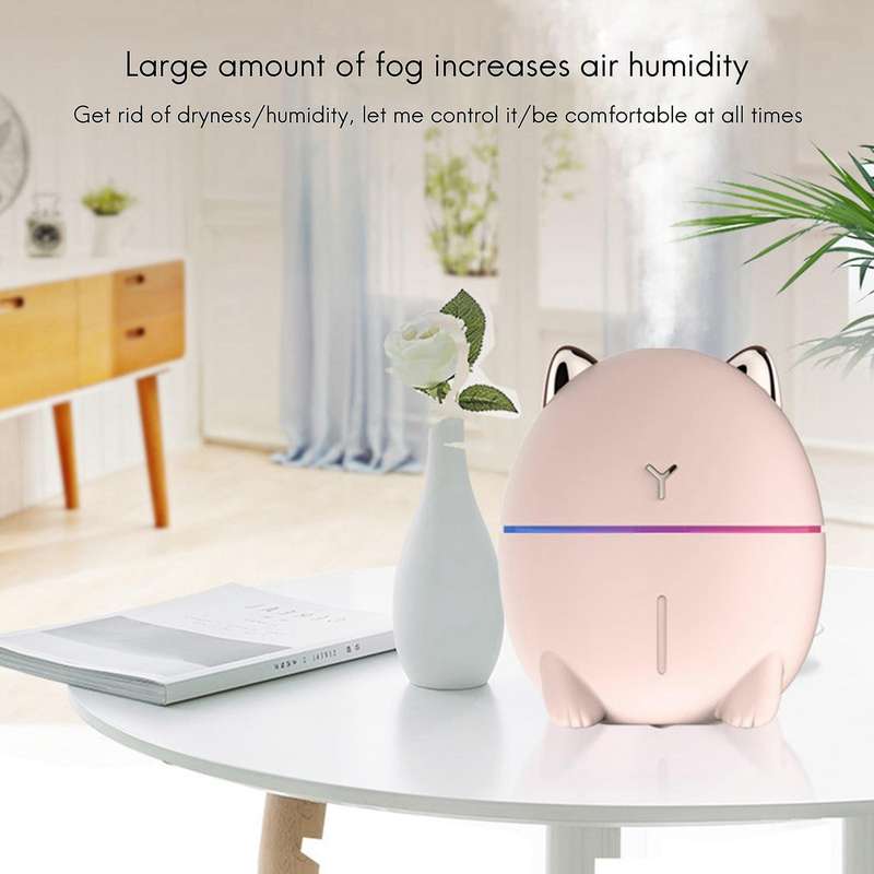 Usb Humidifier Cute Cool Mist Air Diffuser Led Night Light Car White