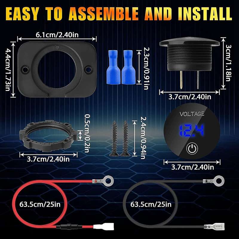 12v Voltage Gauge Dc12v 24v Waterproof for Boat Marine Truck Atv Utv